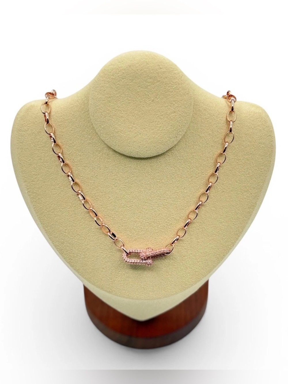 Bomb Party‎ "The Lockstop Necklace" LB Rose Quartz on Rose Gold Plating